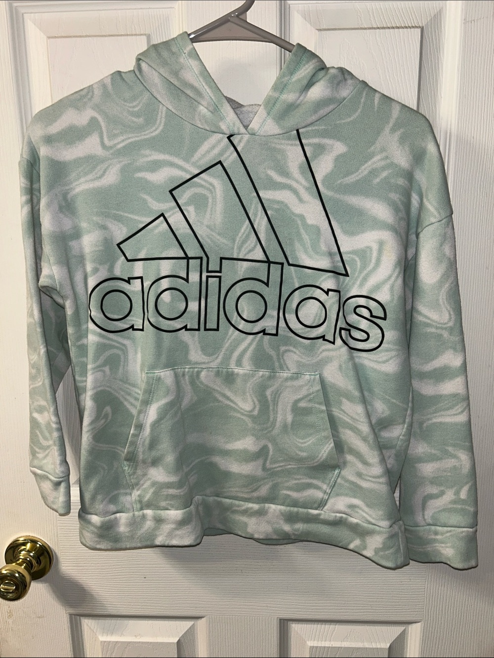 adidas Mint Marble Pullover Hoodie with Black Logo